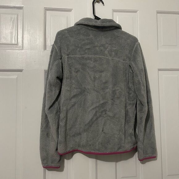 Patagonia Re-Tool SnapT Fleece Pullover Gray&Bright Pink Trim Womens Size Medium - Picture 2 of 2